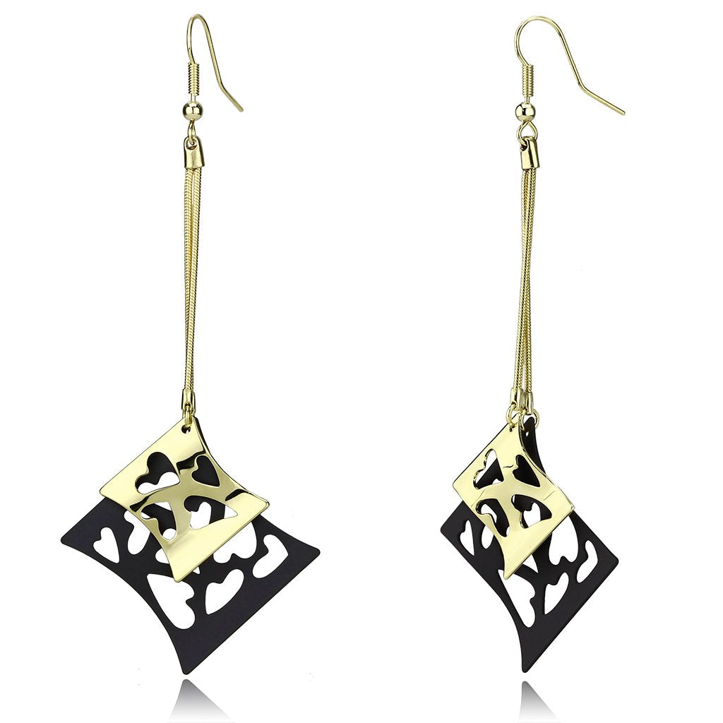 Gold+Ruthenium Iron Earrings with No Stone