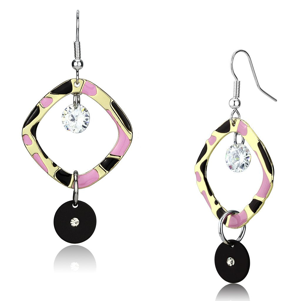 Special Color Iron Earrings with AAA Grade CZ in Clear