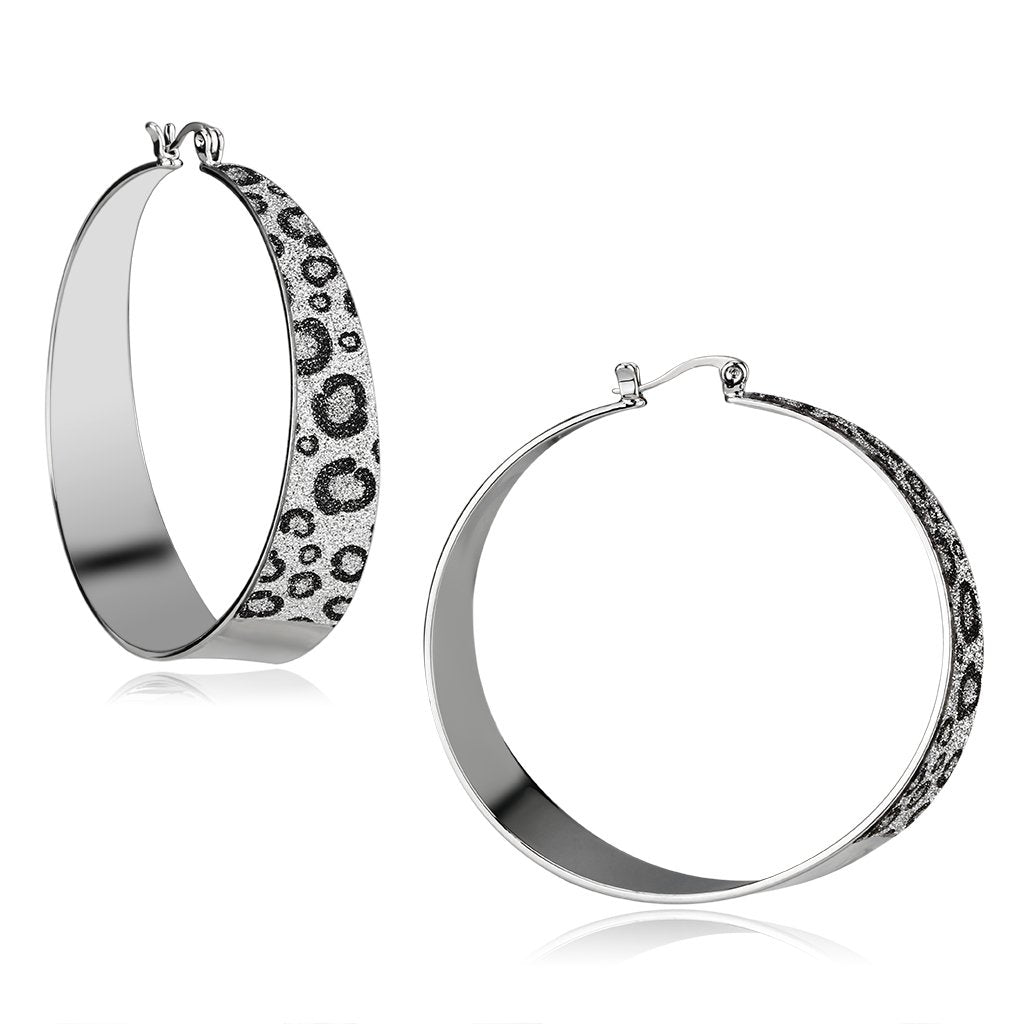 Rhodium Iron Earrings with No Stone