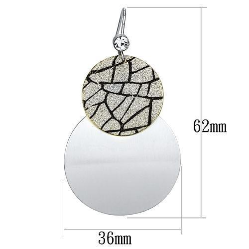 Gold+Rhodium Iron Earrings with Top Grade Crystal in Clear