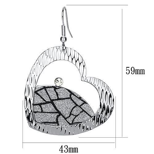 Rhodium Iron Earrings with Top Grade Crystal in Clear