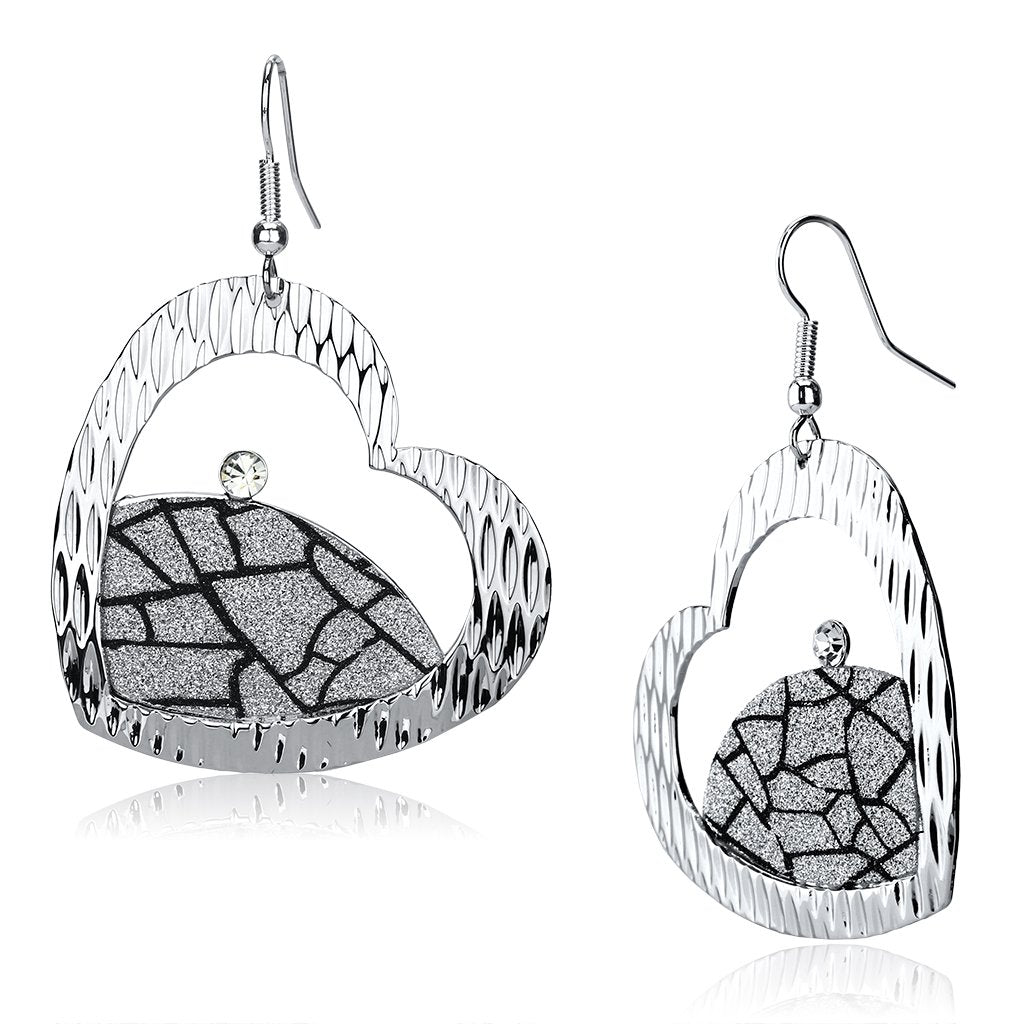 Rhodium Iron Earrings with Top Grade Crystal in Clear