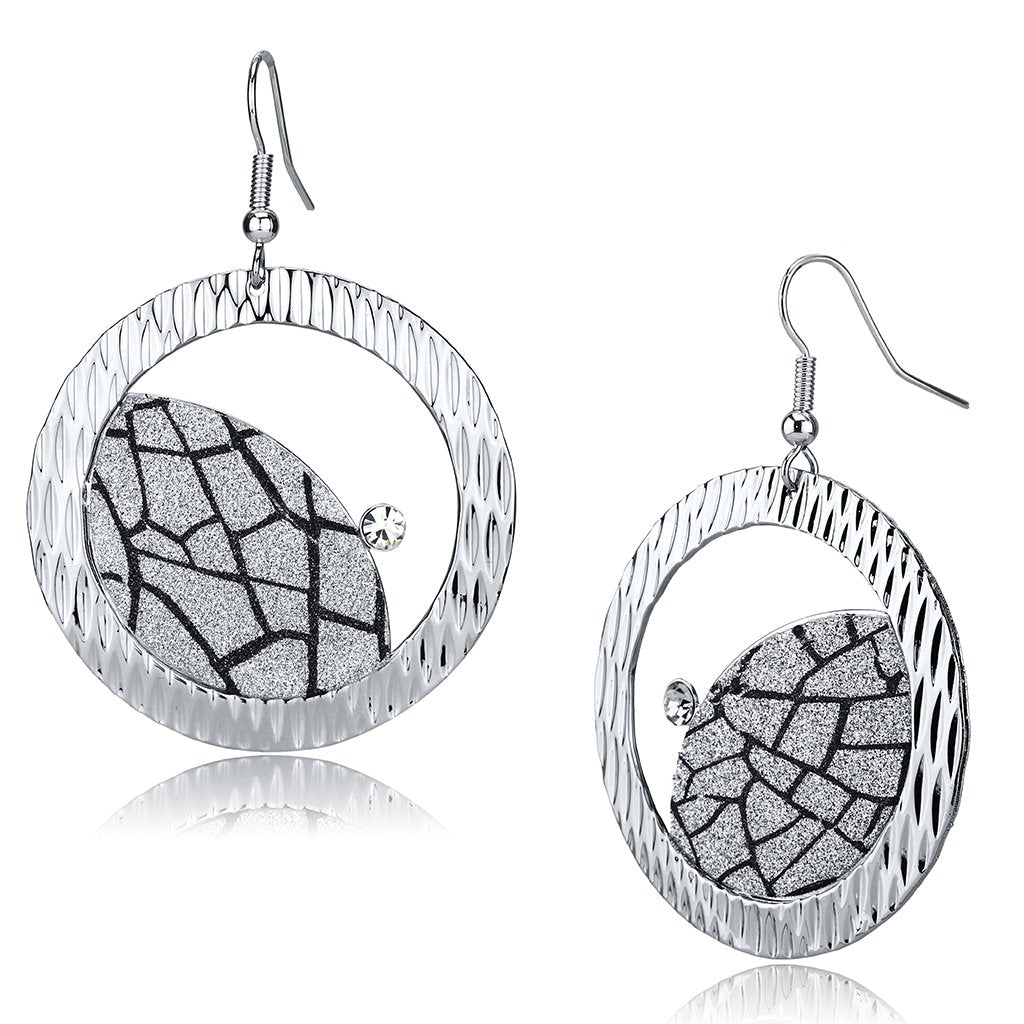Rhodium Iron Earrings with Top Grade Crystal in Clear