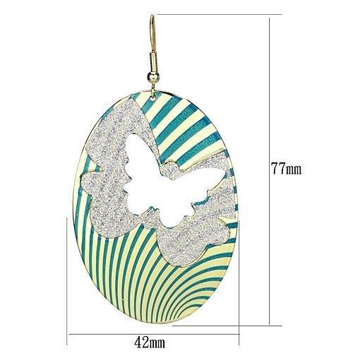 Gold Iron Earrings with Epoxy in Capri Blue