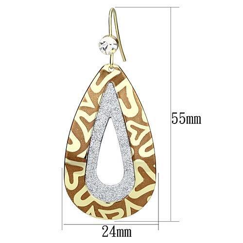 Gold Iron Earrings with Top Grade Crystal in Clear