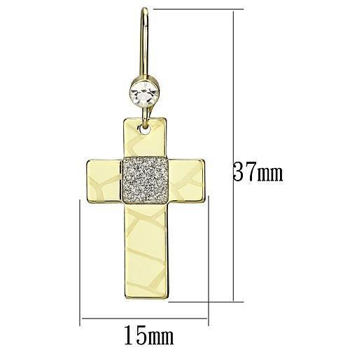 Gold Iron Earrings with Top Grade Crystal in Clear