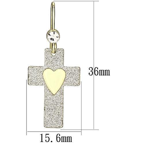 Gold Iron Earrings with Top Grade Crystal in Clear