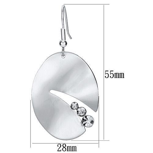 Matte Rhodium & Rhodium Iron Earrings with Top Grade Crystal in Clear