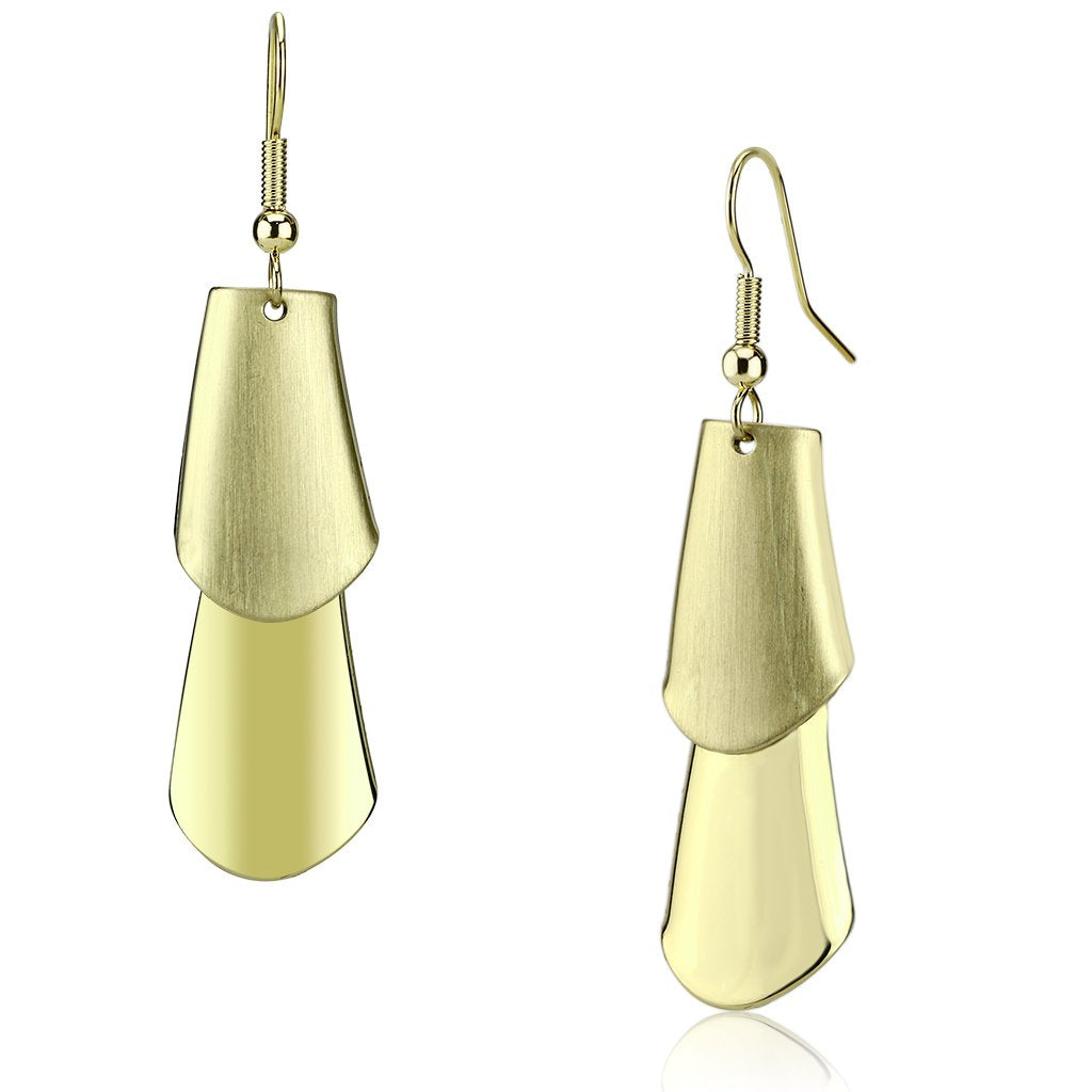 Matte Gold & Gold Iron Earrings with No Stone