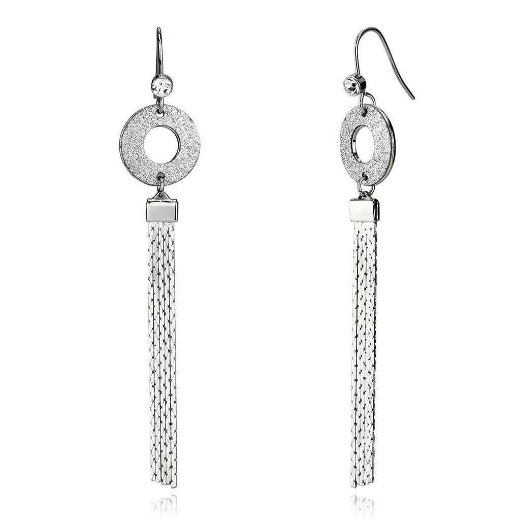 Rhodium Iron Earrings with Top Grade Crystal in Clear
