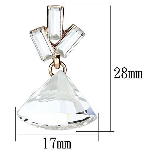 Rose Gold Iron Earrings with Top Grade Crystal in Clear