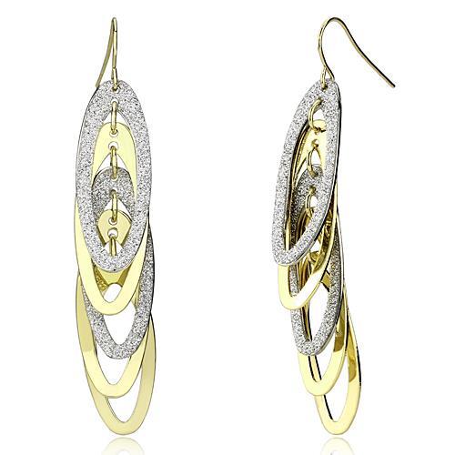 Gold+Rhodium Iron Earrings with No Stone