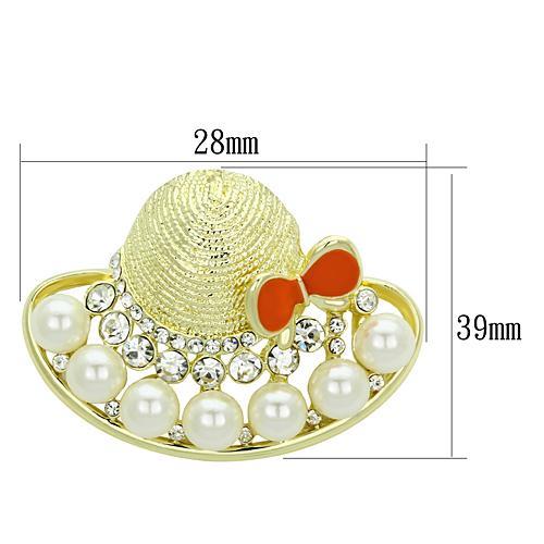 Flash Gold White Metal Brooches with Synthetic Pearl in White