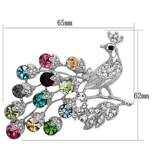Imitation Rhodium White Metal Brooches with Top Grade Crystal in Multi Color