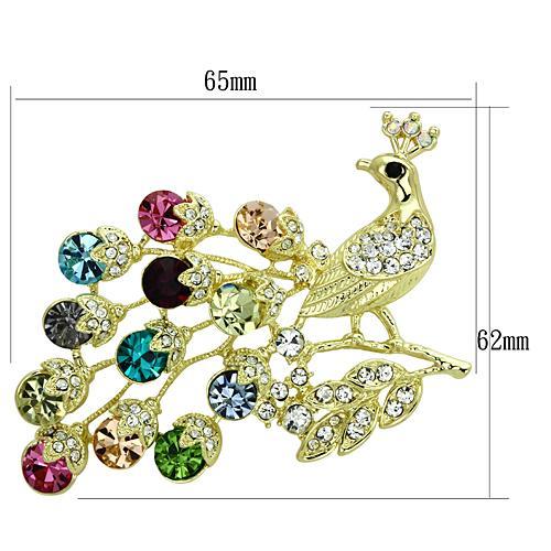 Flash Gold White Metal Brooches with Top Grade Crystal in Multi Color