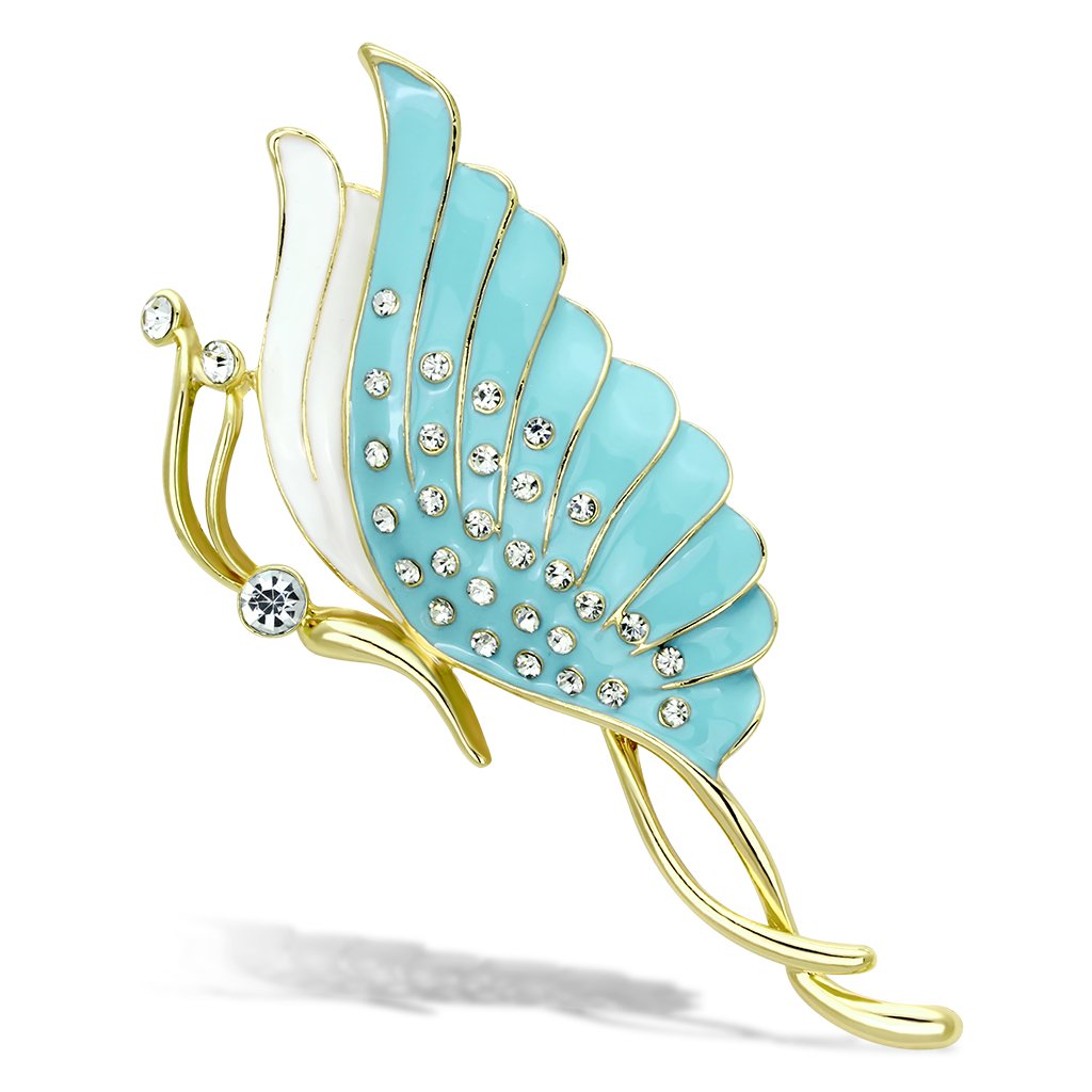 Flash Rose Gold White Metal Brooches with Top Grade Crystal in Clear