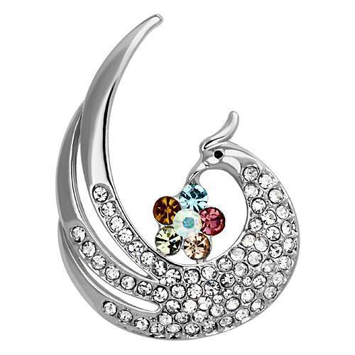 Imitation Rhodium White Metal Brooches with Top Grade Crystal in Multi Color