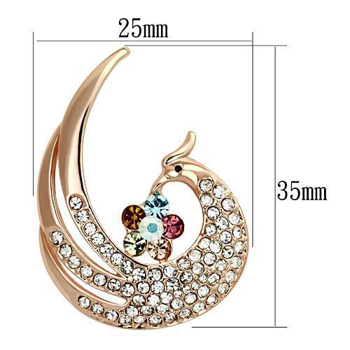 Flash Rose Gold White Metal Brooches with Top Grade Crystal in Multi Color