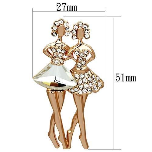 Flash Rose Gold White Metal Brooches with Synthetic Synthetic Glass in Clear