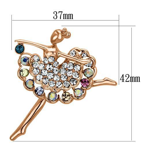 Flash Rose Gold White Metal Brooches with Top Grade Crystal in Multi Color