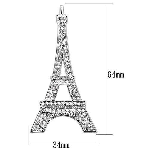 Imitation Rhodium White Metal Brooches with Top Grade Crystal in Clear