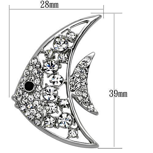 Imitation Rhodium White Metal Brooches with Top Grade Crystal in Clear