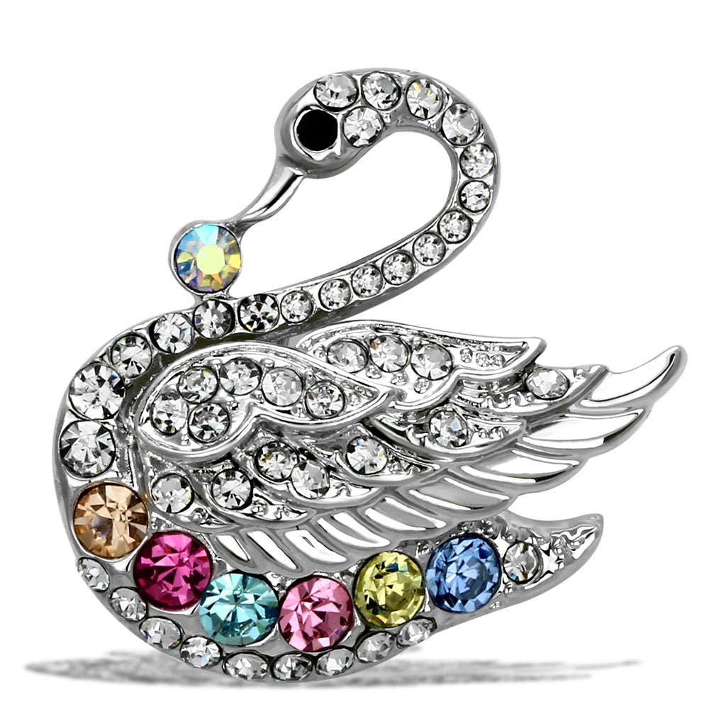 Imitation Rhodium White Metal Brooches with Top Grade Crystal in Multi Color