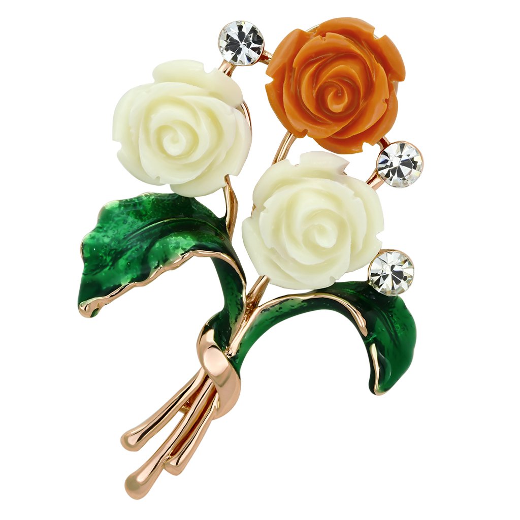 Flash Rose Gold White Metal Brooches with Synthetic Synthetic Stone in Multi Color