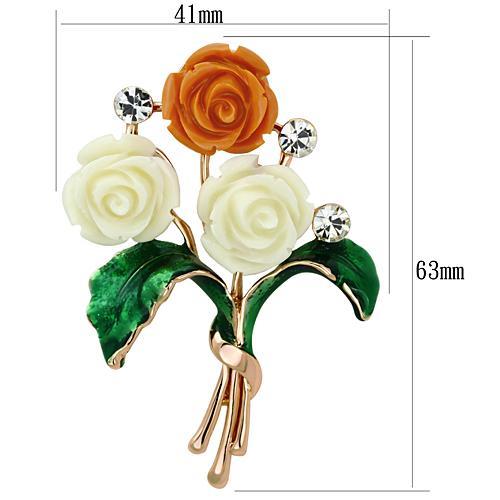 Flash Rose Gold White Metal Brooches with Synthetic Synthetic Stone in Multi Color