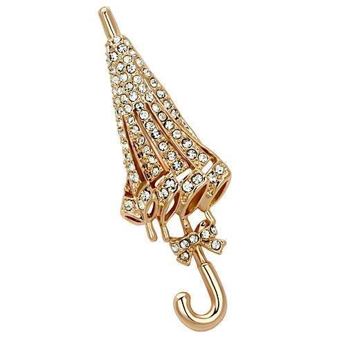 Flash Rose Gold White Metal Brooches with Top Grade Crystal in Clear