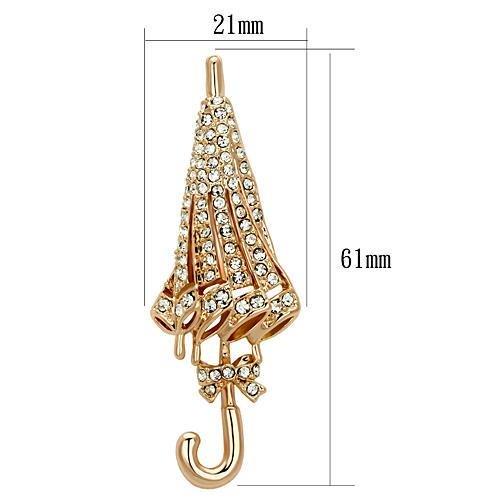 Flash Rose Gold White Metal Brooches with Top Grade Crystal in Clear