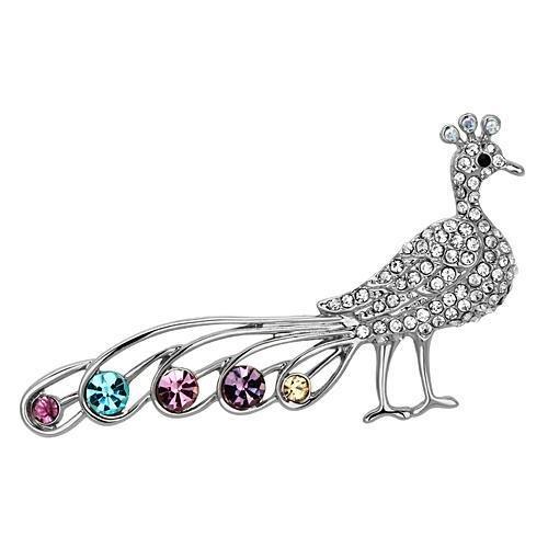 Imitation Rhodium White Metal Brooches with Top Grade Crystal in Multi Color