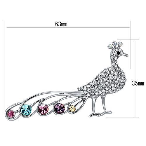 Imitation Rhodium White Metal Brooches with Top Grade Crystal in Multi Color