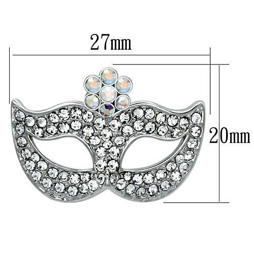 Imitation Rhodium White Metal Brooches with Top Grade Crystal in Aurora Borealis (Rainbow Effect)