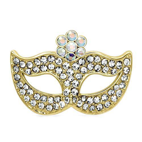 Flash Gold White Metal Brooches with Top Grade Crystal in Aurora Borealis (Rainbow Effect)