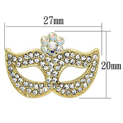 Flash Gold White Metal Brooches with Top Grade Crystal in Aurora Borealis (Rainbow Effect)