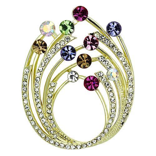Flash Gold White Metal Brooches with Top Grade Crystal in Multi Color