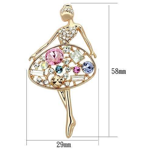 Flash Rose Gold White Metal Brooches with Top Grade Crystal in Multi Color