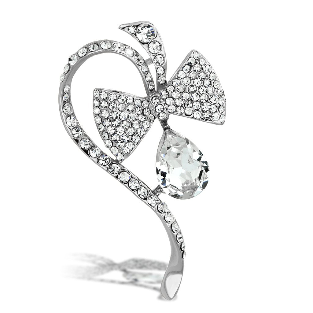 Flash Rose Gold White Metal Brooches with Synthetic Synthetic Glass in Clear