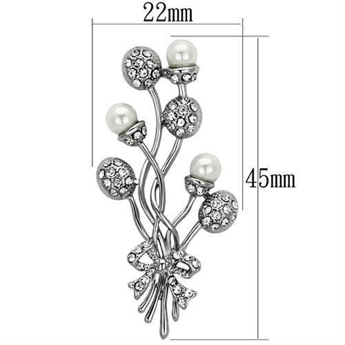 Imitation Rhodium White Metal Brooches with Synthetic Pearl in White