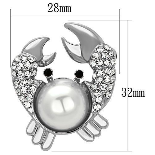 Imitation Rhodium White Metal Brooches with Synthetic Pearl in White