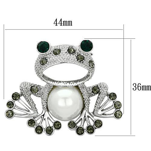 Imitation Rhodium White Metal Brooches with Synthetic Pearl in White