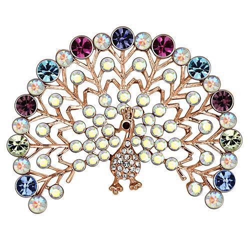 Flash Rose Gold White Metal Brooches with Top Grade Crystal in Multi Color