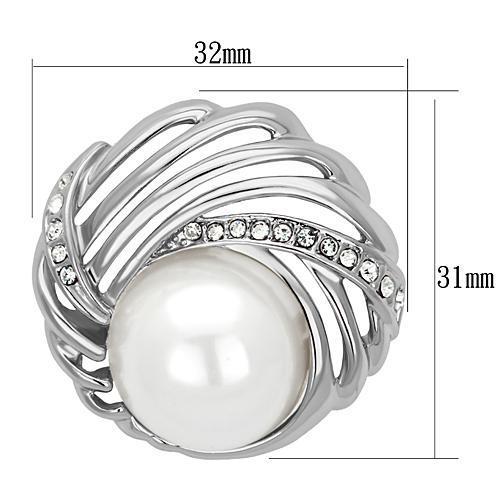 Imitation Rhodium White Metal Brooches with Synthetic Pearl in White