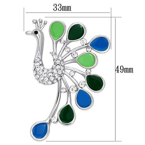 Imitation Rhodium White Metal Brooches with Top Grade Crystal in Clear