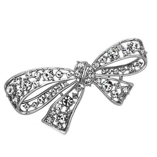 Imitation Rhodium White Metal Brooches with Top Grade Crystal in Clear