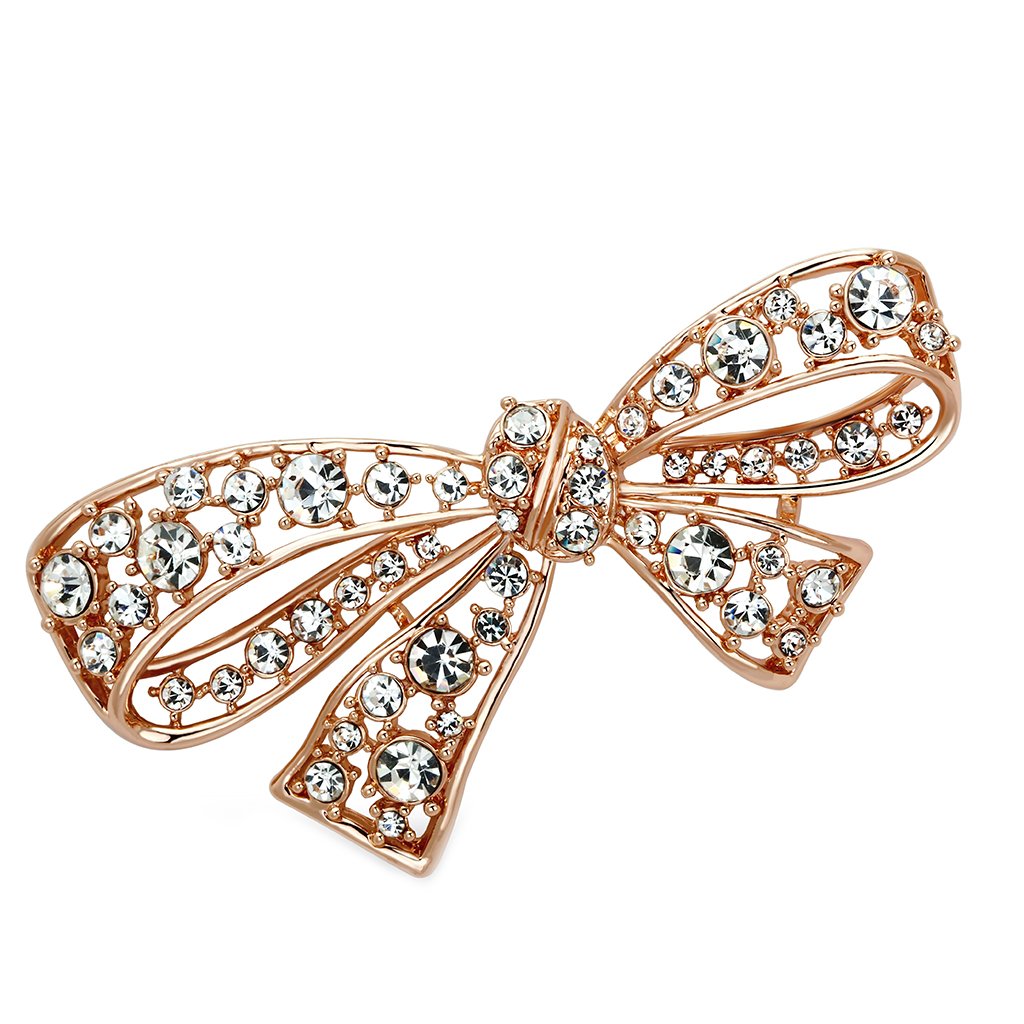 Flash Rose Gold White Metal Brooches with Top Grade Crystal in Clear