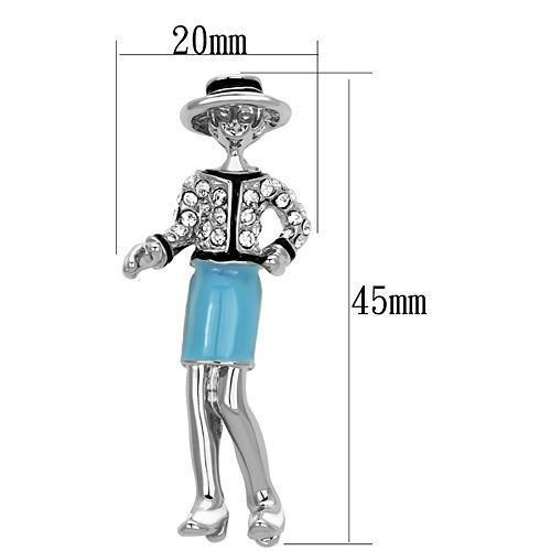 Imitation Rhodium White Metal Brooches with Top Grade Crystal in Clear