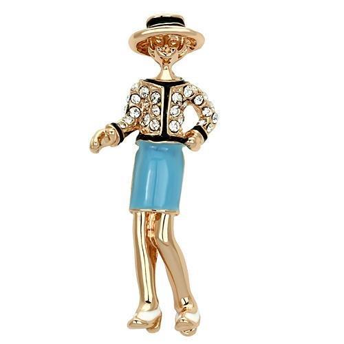 Flash Rose Gold White Metal Brooches with Top Grade Crystal in Clear