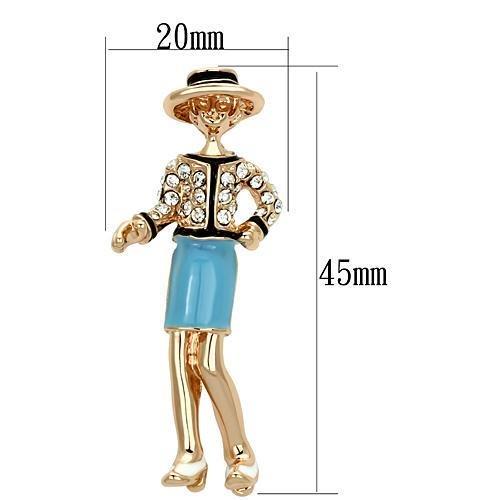 Flash Rose Gold White Metal Brooches with Top Grade Crystal in Clear